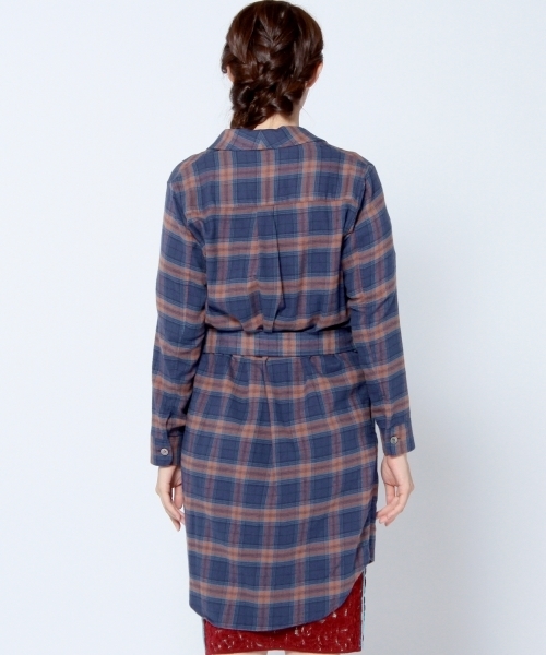 Another Edition（アナザーエディション）の「コットンチェックガウンシャツ/AE C/CHK GOWN SHT（シャツ/ブラウス・レディース・ブラウン/コバルトブルー/ネイビー・フリー）」の6枚目の写真