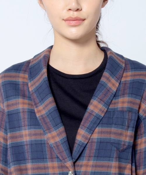 Another Edition（アナザーエディション）の「コットンチェックガウンシャツ/AE C/CHK GOWN SHT（シャツ/ブラウス・レディース・ブラウン/コバルトブルー/ネイビー・フリー）」の7枚目の写真
