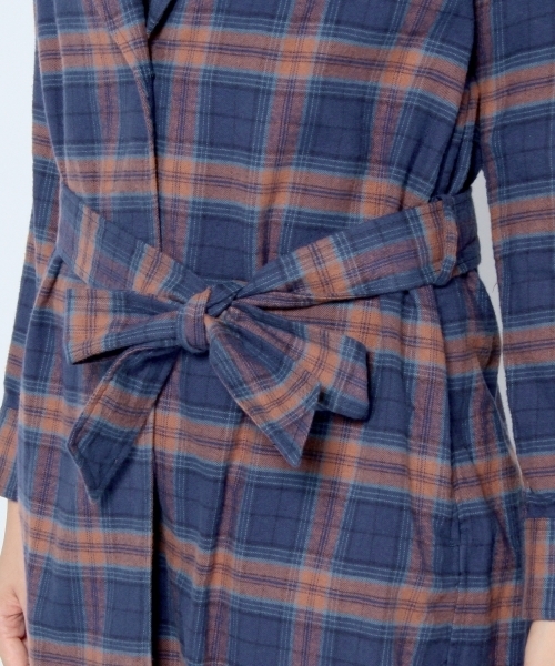 Another Edition（アナザーエディション）の「コットンチェックガウンシャツ/AE C/CHK GOWN SHT（シャツ/ブラウス・レディース・ブラウン/コバルトブルー/ネイビー・フリー）」の9枚目の写真