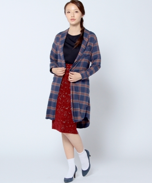 Another Edition（アナザーエディション）の「コットンチェックガウンシャツ/AE C/CHK GOWN SHT（シャツ/ブラウス・レディース・ブラウン/コバルトブルー/ネイビー・フリー）」の14枚目の写真