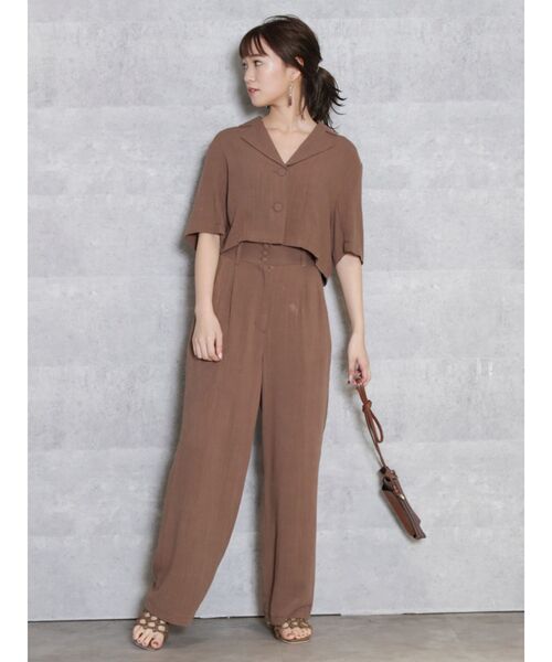 dazzlin（ダズリン）の「ハーフスリーブショートシャツ【セットアップ着用可】（シャツ/ブラウス・レディース・ブラウン/アイボリー・FREE）」の3枚目の写真