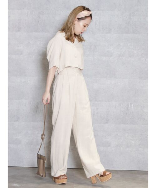 dazzlin（ダズリン）の「ハーフスリーブショートシャツ【セットアップ着用可】（シャツ/ブラウス・レディース・ブラウン/アイボリー・FREE）」の5枚目の写真