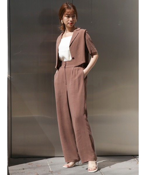 dazzlin（ダズリン）の「ハーフスリーブショートシャツ【セットアップ着用可】（シャツ/ブラウス・レディース・ブラウン/アイボリー・FREE）」の21枚目の写真