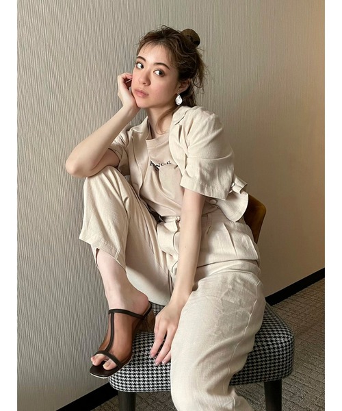 dazzlin（ダズリン）の「ハーフスリーブショートシャツ【セットアップ着用可】（シャツ/ブラウス・レディース・ブラウン/アイボリー・FREE）」の20枚目の写真