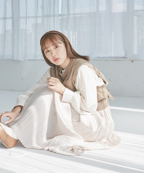 onetome(ワントゥーミー)の「ロング丈プリーツスカート(スカート・レディース・アイボリー/ブラウン・S/M)」の11枚目の写真