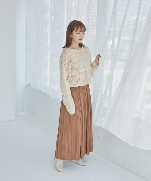 onetome(ワントゥーミー)の「ロング丈プリーツスカート(スカート・レディース・アイボリー/ブラウン・S/M)」の18枚目の写真