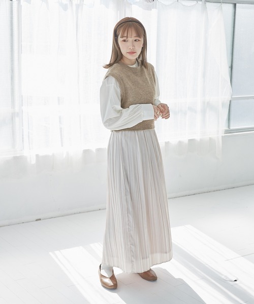 onetome(ワントゥーミー)の「ロング丈プリーツスカート(スカート・レディース・アイボリー/ブラウン・S/M)」の21枚目の写真