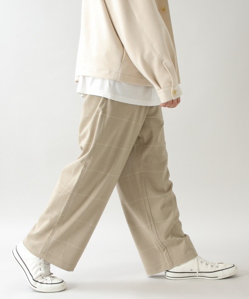 RAGEBLUE(レイジブルー)の「ウィンドウペン/TRストレッチワイドパンツ/926643(スラックス・メンズ・ベージュ/グレー・MEDIUM/LARGE)」の2枚目の写真