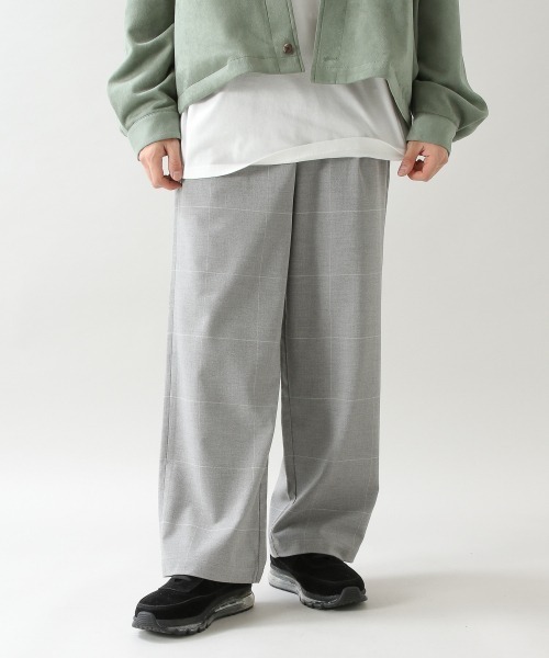 RAGEBLUE(レイジブルー)の「ウィンドウペン/TRストレッチワイドパンツ/926643(スラックス・メンズ・ベージュ/グレー・MEDIUM/LARGE)」の1枚目の写真