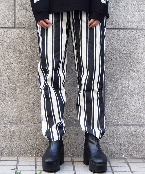 ブラック その他パンツ Cookman クックマン のファッション Stripe イージーパンツ イージーパンツ メーカー公式ショップ Black シェフパンツ クックマン Awning Miles オーニング Cookman Black