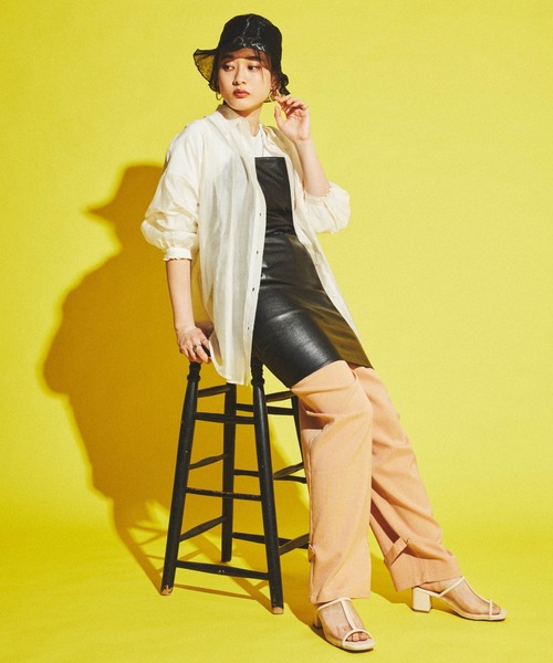 dispark（ディスパーク）の「DISPARK/フェイクレザーキャミワンピース（ワンピース・レディース・ブラック・FREE）」の3枚目の写真