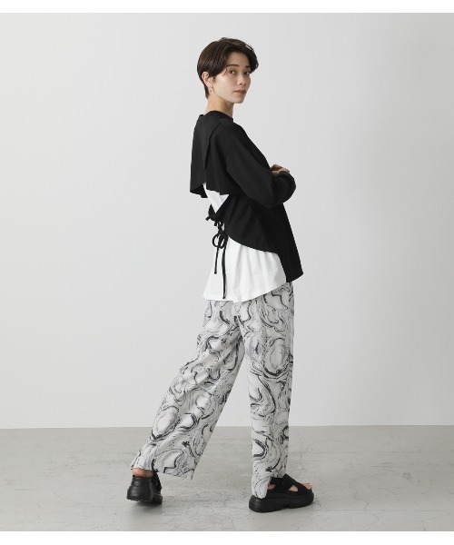 AZUL by moussy（アズールバイマウジー）の「MARBLE PATTERN RELAX PANTS/マーブルパターンリラックスパンツ（その他パンツ・レディース・ブラック系その他/ベージュ系その他・SMALL/MEDIUM）」の14枚目の写真