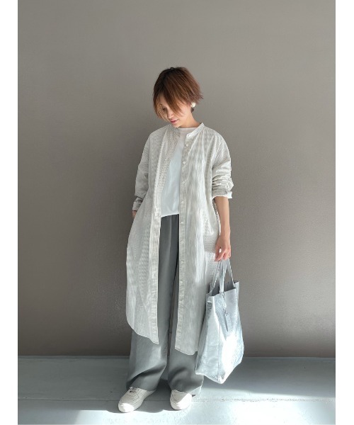 BEARDSLEY（ビアズリー）の「コットンコードシャツワンピース（シャツワンピース・レディース・ホワイト/ブルー・FREE）」の19枚目の写真