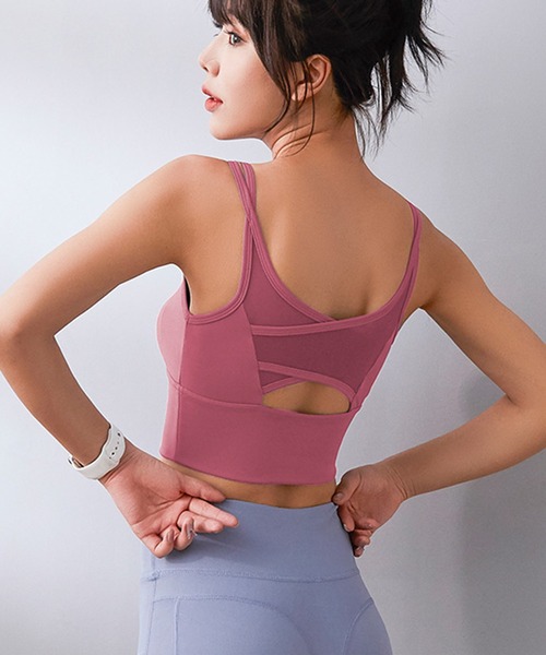 FREE BLUES（フリーブルース）の「バッククロス ヨガフィットネススポーツブラ ピラティス トレーニング ランニング（スポーツブラ・レディース・ブルーグレー/ライトパープル/ブラック/ピンク・L/M/XL）」の14枚目の写真