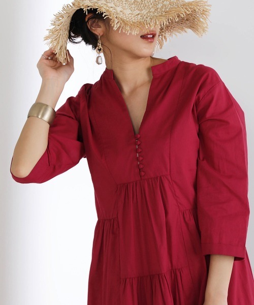 Bou Jeloud（ブージュルード）の「イレギュラーティアードコットンワンピース（ワンピース・レディース・ピンク系その他/カーキ/ブラック・38）」の5枚目の写真