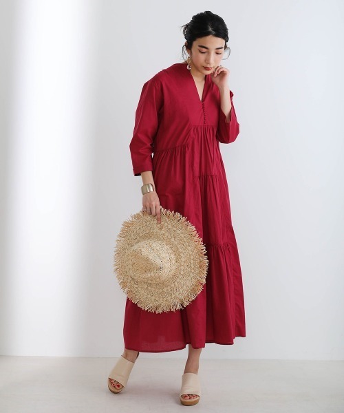 Bou Jeloud（ブージュルード）の「イレギュラーティアードコットンワンピース（ワンピース・レディース・ピンク系その他/カーキ/ブラック・38）」の7枚目の写真