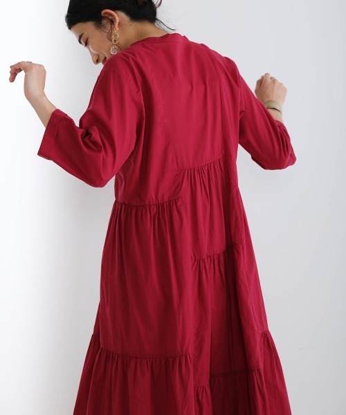 Bou Jeloud（ブージュルード）の「イレギュラーティアードコットンワンピース（ワンピース・レディース・ピンク系その他/カーキ/ブラック・38）」の8枚目の写真