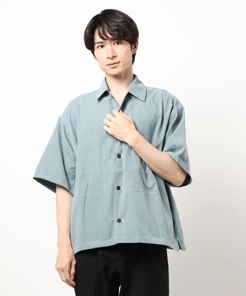 koe（コエ）の「ポリピーチビッグ半袖シャツ*（シャツ/ブラウス・メンズ・サックスブルー/ブラック/ベージュ・M/L）」の3枚目の写真