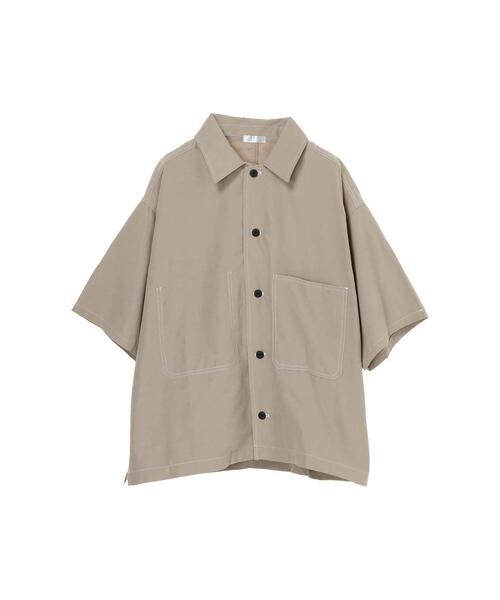 koe（コエ）の「ポリピーチビッグ半袖シャツ*（シャツ/ブラウス・メンズ・サックスブルー/ブラック/ベージュ・M/L）」の4枚目の写真