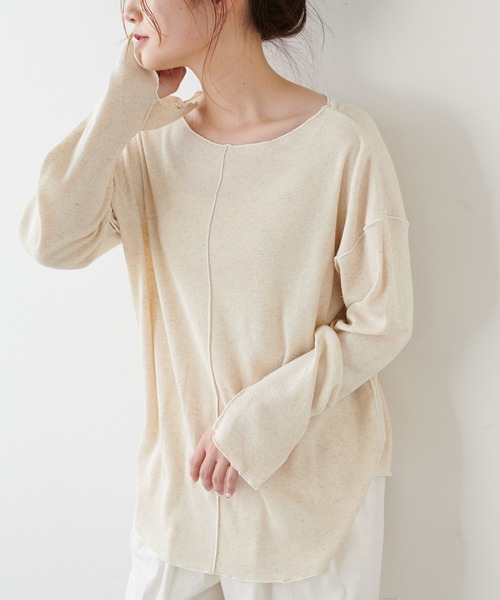 PUAL CE CIN(ピュアルセシン)の「綿麻テレコプルオーバー(Tシャツ/カットソー・レディース・ホワイト/ベージュ/グレー・FREE)」の2枚目の写真