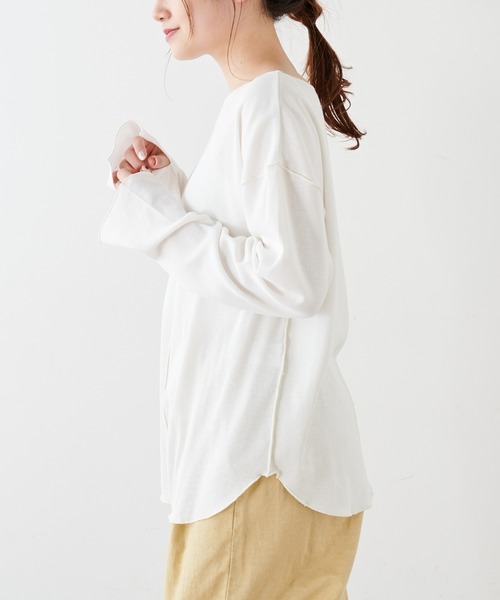 PUAL CE CIN(ピュアルセシン)の「綿麻テレコプルオーバー(Tシャツ/カットソー・レディース・ホワイト/ベージュ/グレー・FREE)」の5枚目の写真