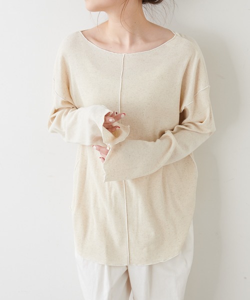PUAL CE CIN(ピュアルセシン)の「綿麻テレコプルオーバー(Tシャツ/カットソー・レディース・ホワイト/ベージュ/グレー・FREE)」の10枚目の写真