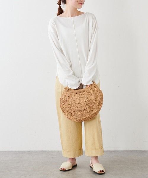 PUAL CE CIN(ピュアルセシン)の「綿麻テレコプルオーバー(Tシャツ/カットソー・レディース・ホワイト/ベージュ/グレー・FREE)」の7枚目の写真