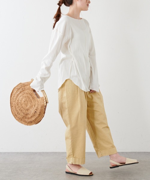 PUAL CE CIN(ピュアルセシン)の「綿麻テレコプルオーバー(Tシャツ/カットソー・レディース・ホワイト/ベージュ/グレー・FREE)」の8枚目の写真