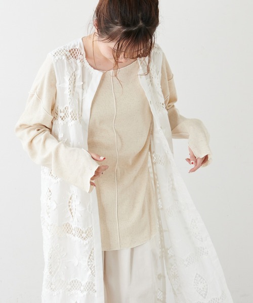 PUAL CE CIN(ピュアルセシン)の「綿麻テレコプルオーバー(Tシャツ/カットソー・レディース・ホワイト/ベージュ/グレー・FREE)」の12枚目の写真