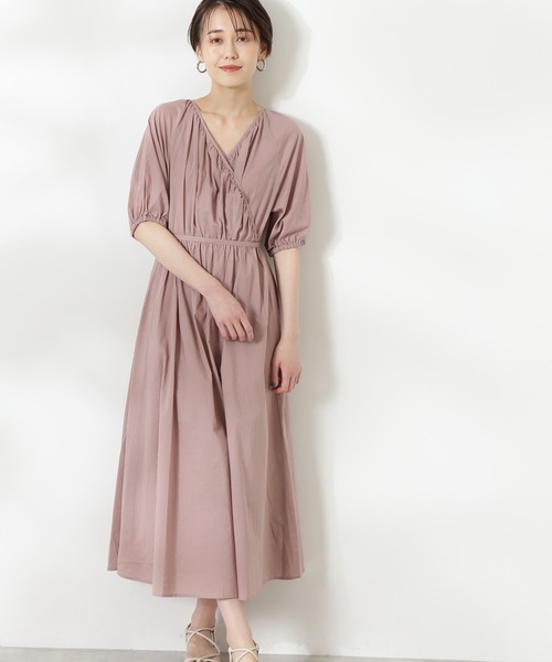 N.（N. Natural Beauty Basic）（エヌエヌナチュラルビューティーベーシック）の「◆コットンローンラップワンピース（ワンピース・レディース・カーキ/ブルー/スミクロ/モーブ系・MEDIUM）」の4枚目の写真