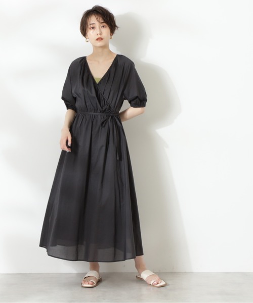 N.（N. Natural Beauty Basic）（エヌエヌナチュラルビューティーベーシック）の「◆コットンローンラップワンピース（ワンピース・レディース・カーキ/ブルー/スミクロ/モーブ系・MEDIUM）」の11枚目の写真