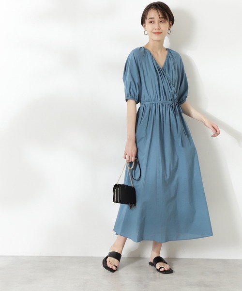 N.（N. Natural Beauty Basic）（エヌエヌナチュラルビューティーベーシック）の「◆コットンローンラップワンピース（ワンピース・レディース・カーキ/ブルー/スミクロ/モーブ系・MEDIUM）」の16枚目の写真