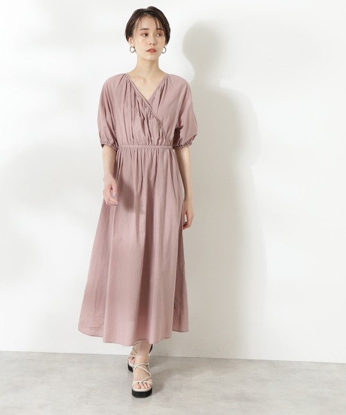 N.（N. Natural Beauty Basic）（エヌエヌナチュラルビューティーベーシック）の「◆コットンローンラップワンピース（ワンピース・レディース・カーキ/ブルー/スミクロ/モーブ系・MEDIUM）」の5枚目の写真