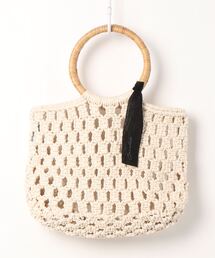 LBC | マクラメ ラタンハンドルバッグ(ハンドバッグ)