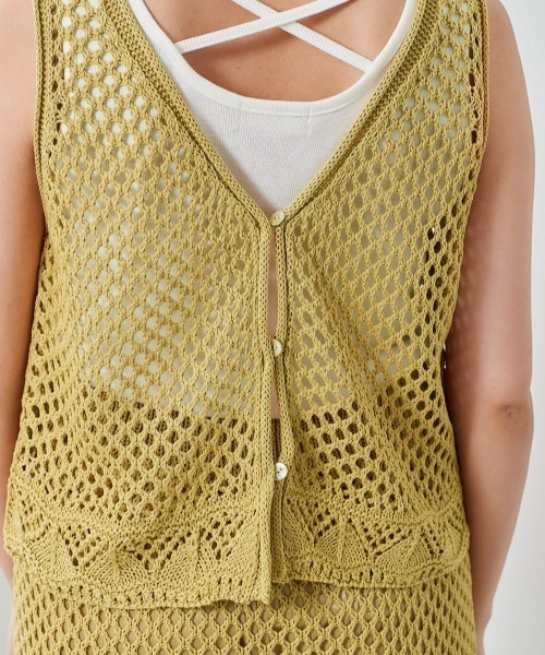 cepo（セポ）の「２ＷＡＹスカシアミベスト（ベスト・レディース・ブラック/イエロー/オフホワイト・M）」の12枚目の写真