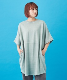 CUBE SUGAR（キューブシュガー）の「WEB限定 天竺 ピグメントバイオ加工 切替 ビッグチュニック（Tシャツ/カットソー）」