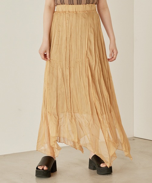 mikke（ミッケ）の「シアープリーツアシメトリースカート（スカート・レディース・パープル/オレンジ/アイボリー・FREE）」の16枚目の写真