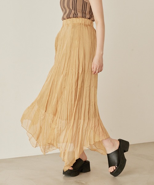 mikke（ミッケ）の「シアープリーツアシメトリースカート（スカート・レディース・パープル/オレンジ/アイボリー・FREE）」の17枚目の写真