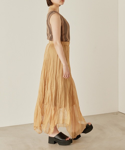 mikke（ミッケ）の「シアープリーツアシメトリースカート（スカート・レディース・パープル/オレンジ/アイボリー・FREE）」の20枚目の写真