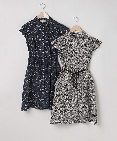 リバティプリントAラインシャツワンピース