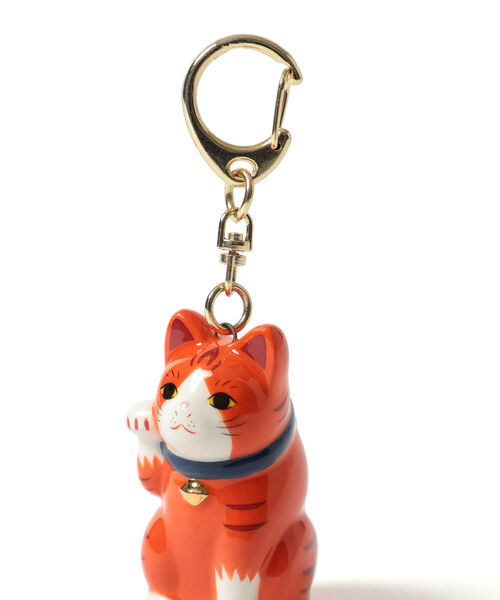 BEAMS JAPAN　まねき猫別3号　右左　藍＆橙色　未使用品開封　391K〇 BEAMS JAPAN（ビームス ジャパン）【別注】中外陶園 / 招き猫 左手 3号