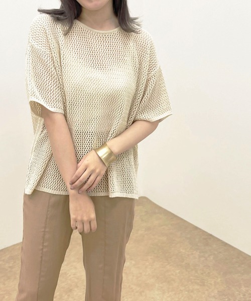 apres jour clair(アプレジュールクレア)の「【apres jour clair】メッシュ編みトップス【ZOZOTOWN限定アイテム】(ニット/セーター・レディース・アイボリー/モカ/ベージュ・X-LARGE/フリー)」の1枚目の写真