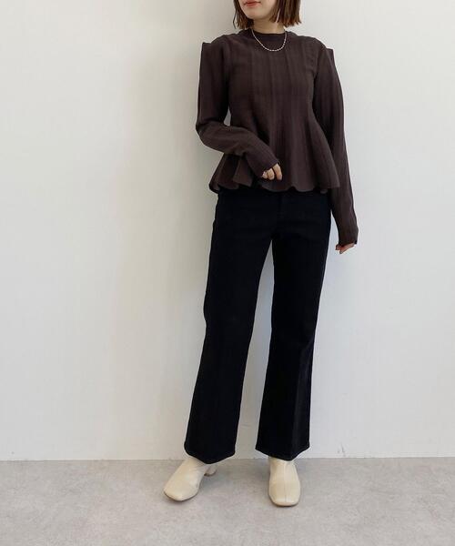 CITEN(シテン)の「<CITEN(シテン)>デニムハイライズフレアスラックス デニムパンツ(デニムパンツ・レディース・ブラック/コバルトブルー・S/M)」の12枚目の写真