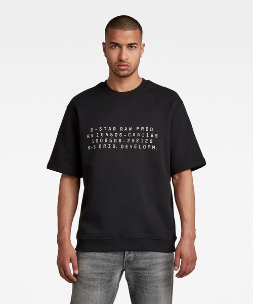 G-STAR（ジースター）の「EMBRO TEXT SWEATER/半袖スウェット/オーバーサイズ（スウェット・メンズ・ダークブラック・MEDIUM/LARGE/X-LARGE/SMALL/XX-LARGE）」の11枚目の写真