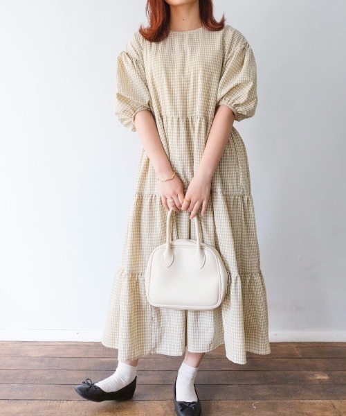 nemne store（ネンネストア）の「アップルパイを焼くティアードワンピース（ワンピース・レディース・アイボリー/ブルー/グリーン/ベージュ・フリー）」の3枚目の写真