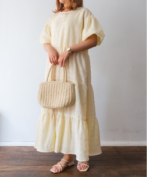 nemne store（ネンネストア）の「アップルパイを焼くティアードワンピース（ワンピース・レディース・アイボリー/ブルー/グリーン/ベージュ・フリー）」の2枚目の写真