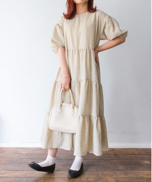 nemne store（ネンネストア）の「アップルパイを焼くティアードワンピース（ワンピース・レディース・アイボリー/ブルー/グリーン/ベージュ・フリー）」の18枚目の写真