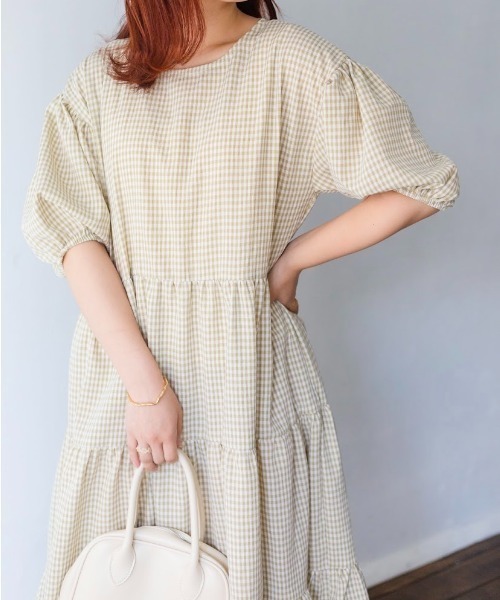 nemne store（ネンネストア）の「アップルパイを焼くティアードワンピース（ワンピース・レディース・アイボリー/ブルー/グリーン/ベージュ・フリー）」の12枚目の写真