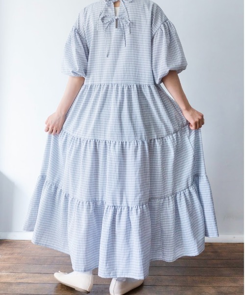 nemne store（ネンネストア）の「アップルパイを焼くティアードワンピース（ワンピース・レディース・アイボリー/ブルー/グリーン/ベージュ・フリー）」の7枚目の写真