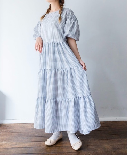 nemne store（ネンネストア）の「アップルパイを焼くティアードワンピース（ワンピース・レディース・アイボリー/ブルー/グリーン/ベージュ・フリー）」の20枚目の写真